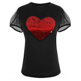 Playera Con Aplicación De Lentejuela Froma Un Corazon Just By Basel Para Dama