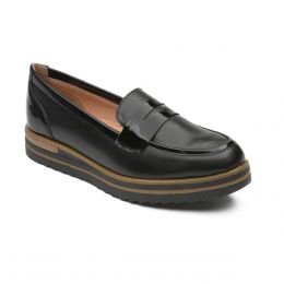Mocasín Color Negro De Piel Con Antifaz Y Textura Manet