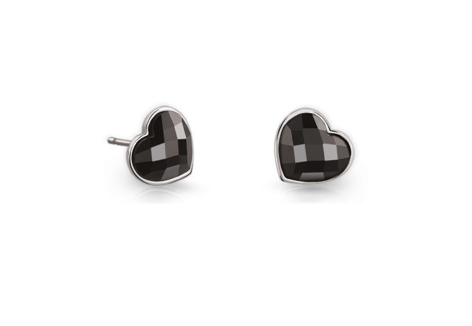 Aretes en Rodio con Cristal Negro Mossimo