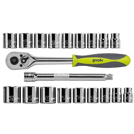 Juego 20 Piezas Evolv con Dados, Extensión y Matraca de 3/8