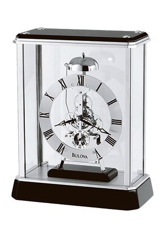 Reloj Bulova de Mesa, Base de Madera S&oacute;lida Negra,
