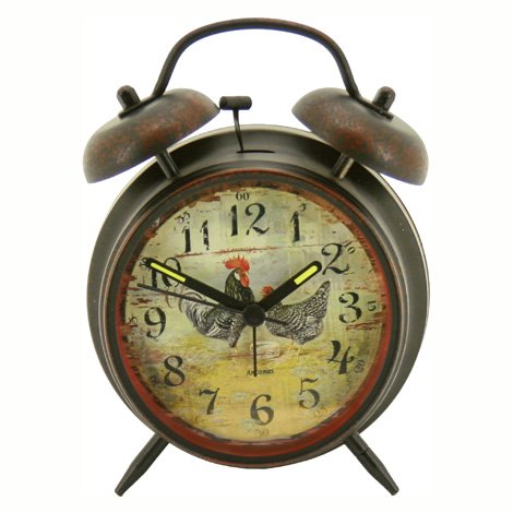 Reloj Vintage de Mesa Negro C/gallos 10Bnd025