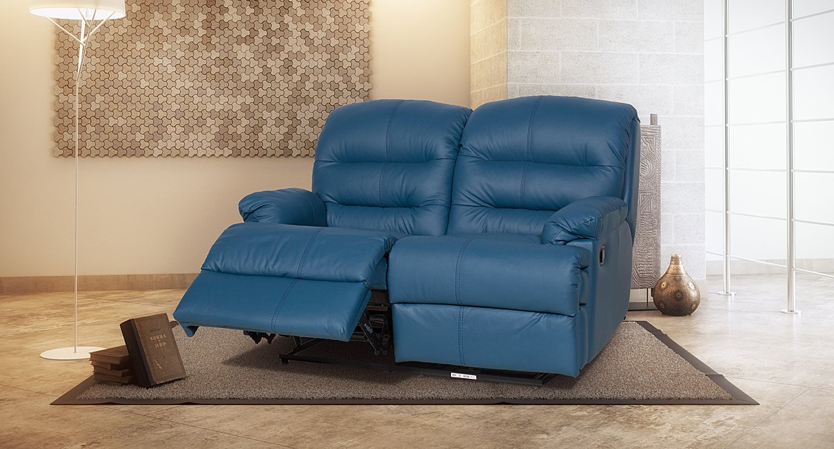 Love Seat Aspen Piel Leathermatch Cobalto Boal