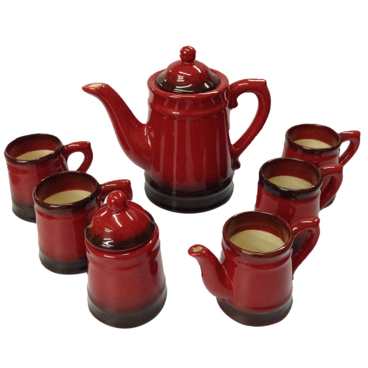 Juego Cafe Lux. Ceramica Rojo 7 Pzs. 1505-45