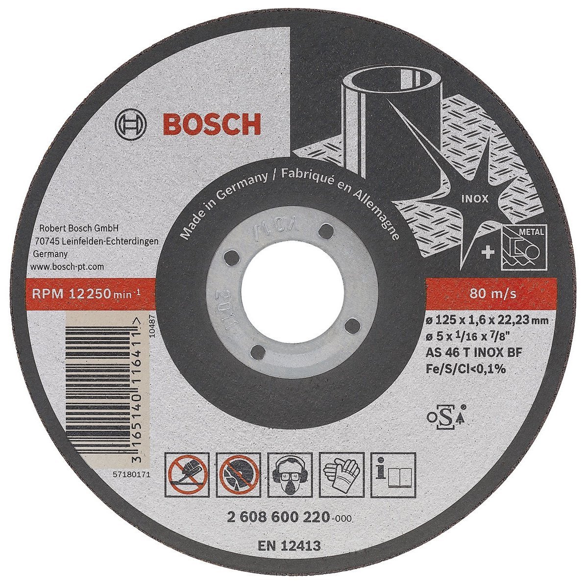 Disco Corte R&aacute;pido Inox 4-1/2&quot; X 3/64&quot; X 7/8&quot; Ultra Bosch