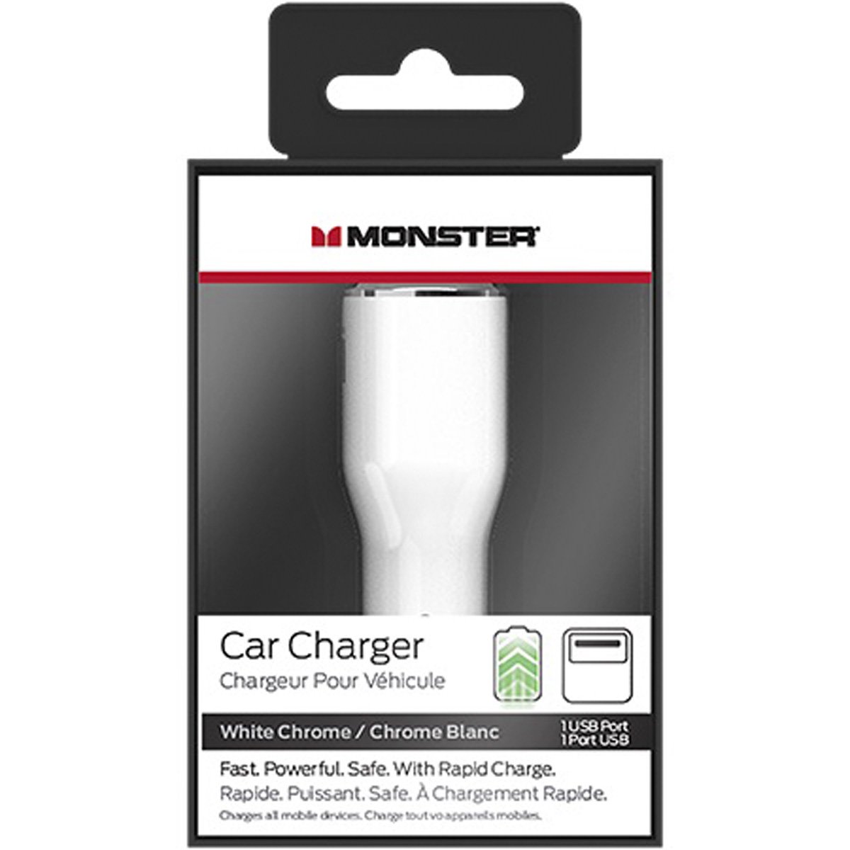 Cargador Monster para Auto 1 Puerto Blanco
