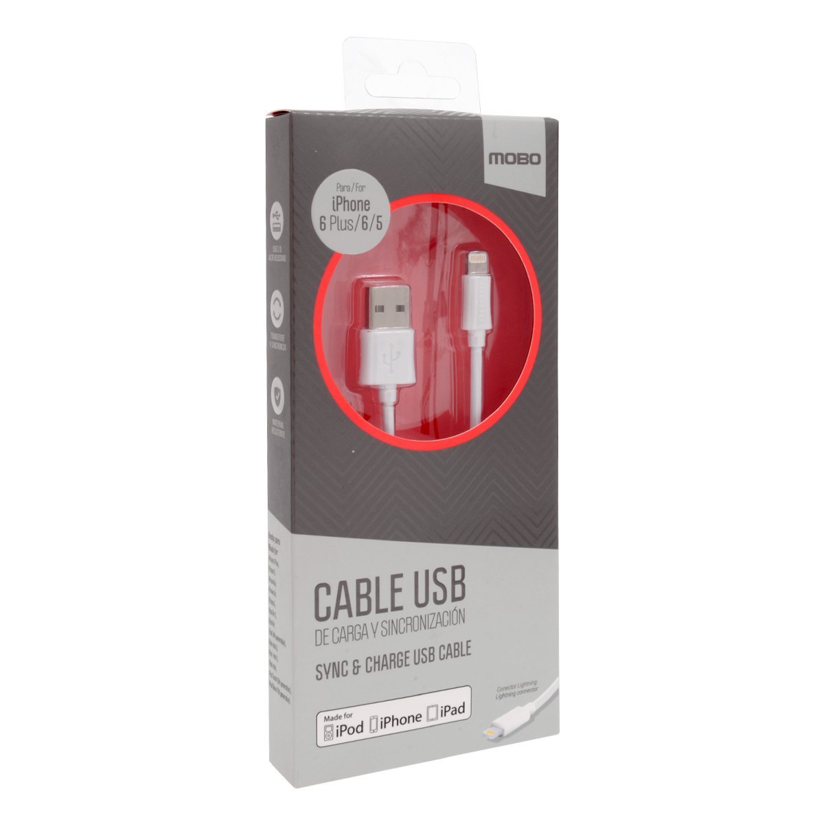 Cable Usb Mobo Iphone 5/iphone 6 de Carga y Sincronización Blanco