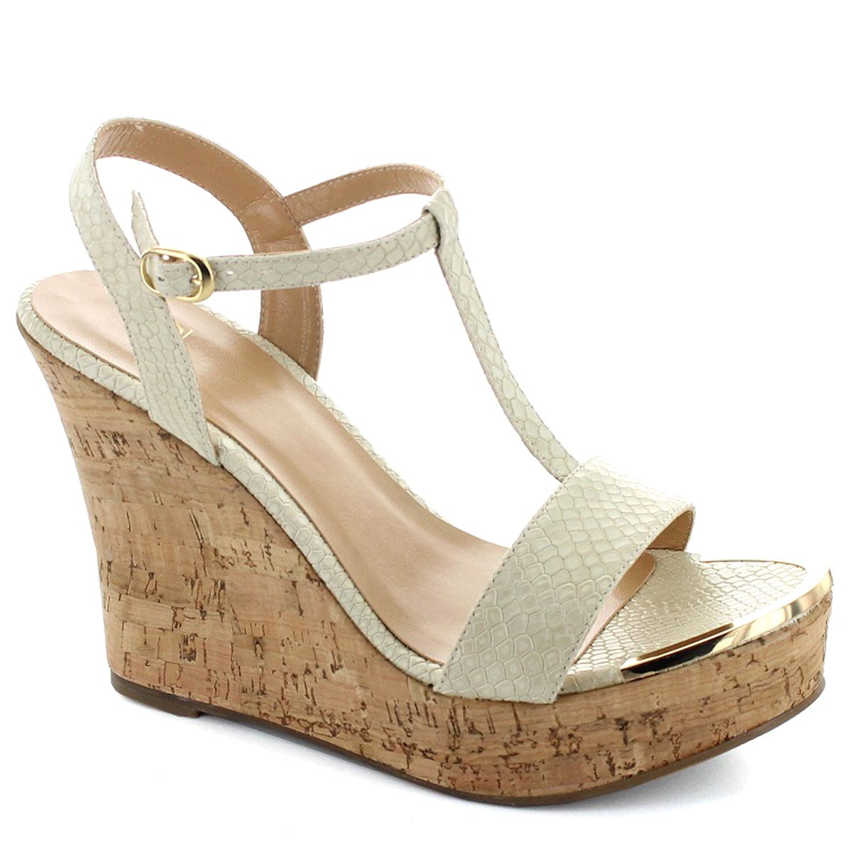 Sandalia Cuña Ajuste T Punta Dorada Mod. 151710 Hs