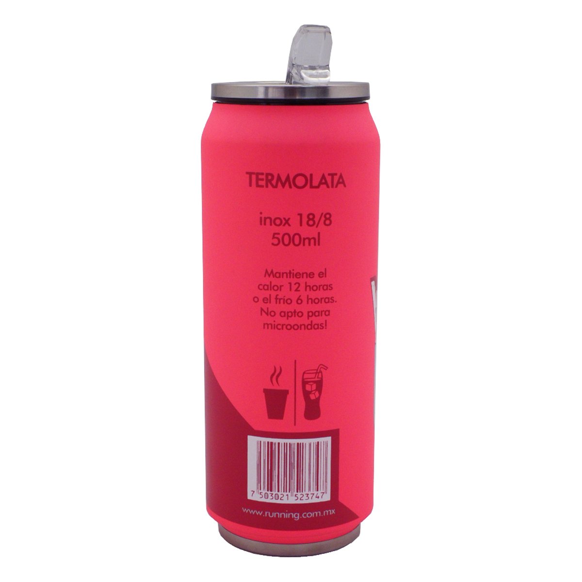 Vaso Lata Térmico Acero Inox Rosa Neón 500 Ml
