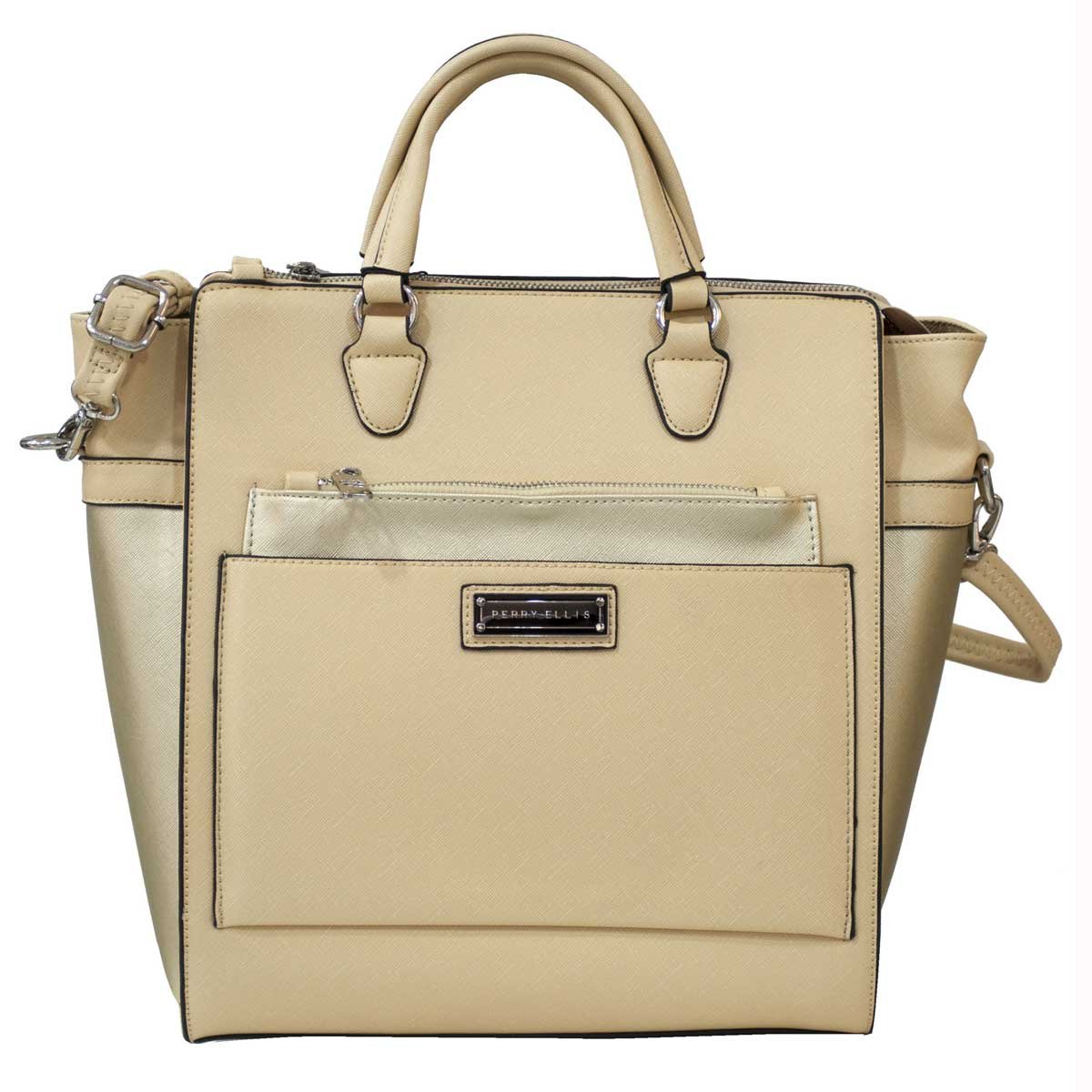 Bolso Pe Tote Grande Beige con Dorado Perry Ellis 60329
