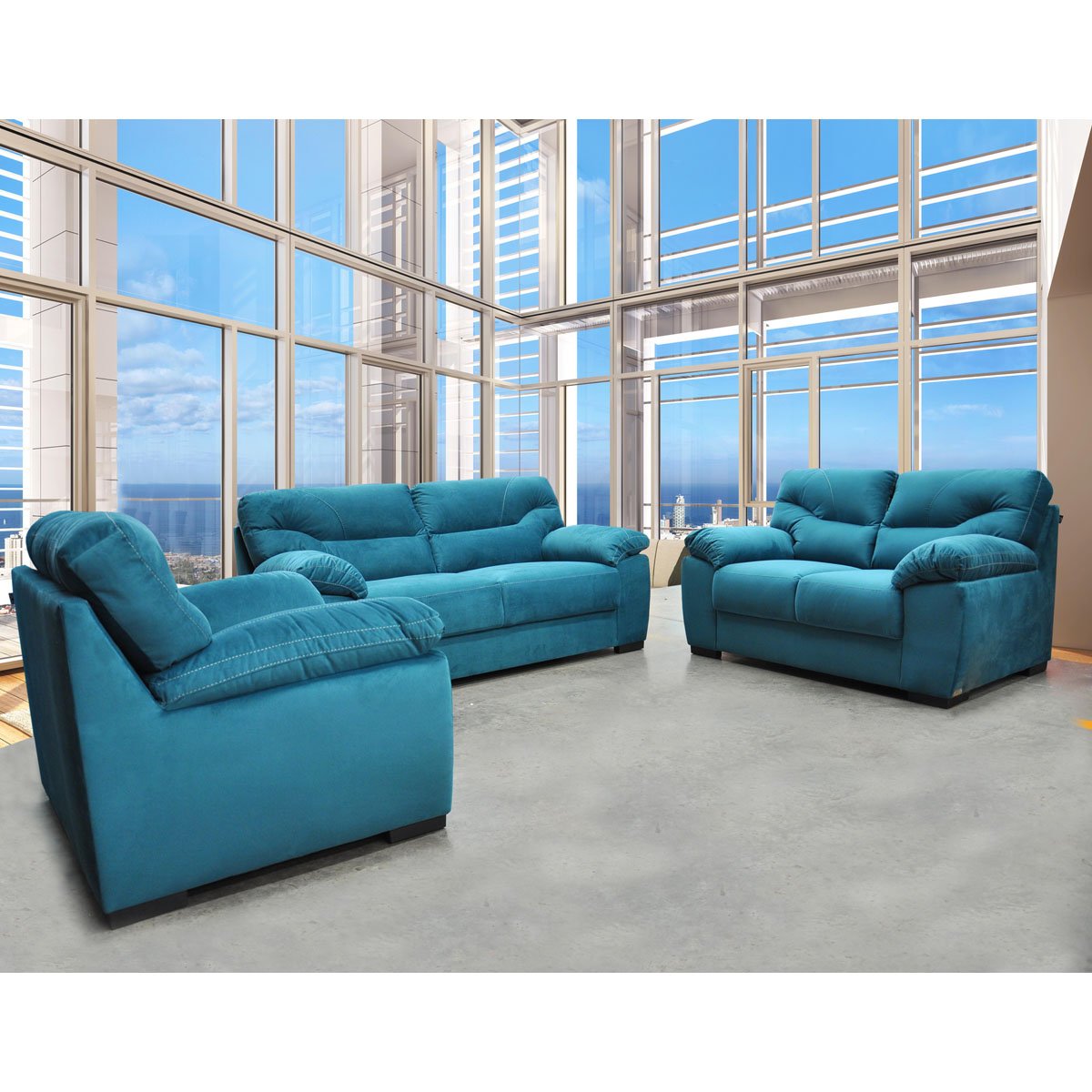 Love Seat Cartagena Tapizado Tela Aqua