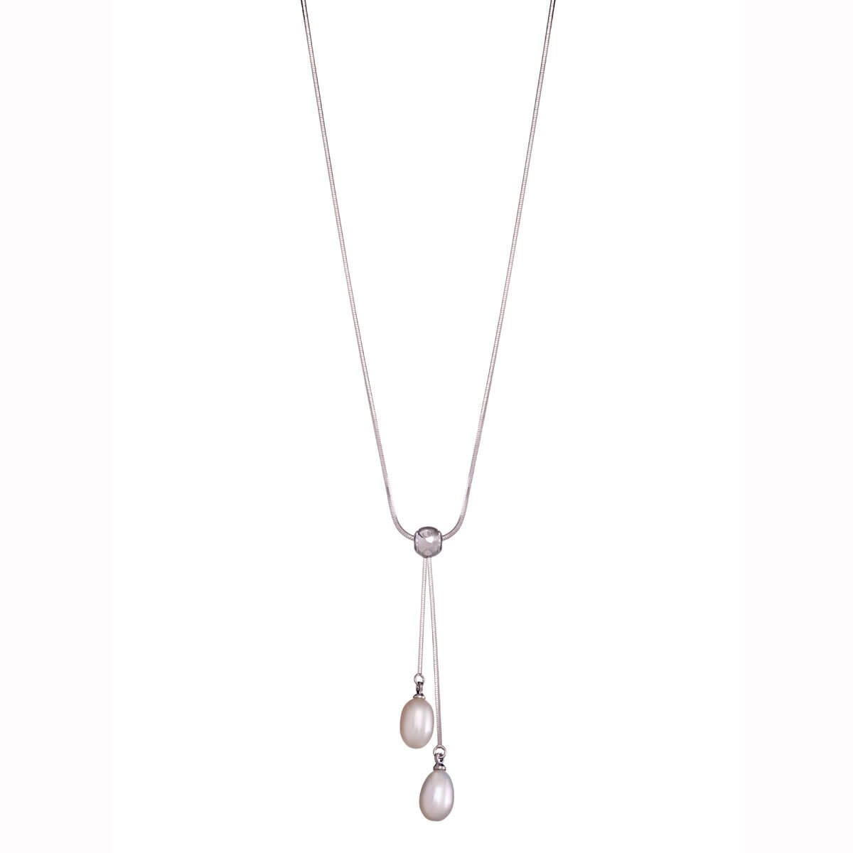 Collar con Cadena de Plata Y Dos Perlas Gotas Sidney