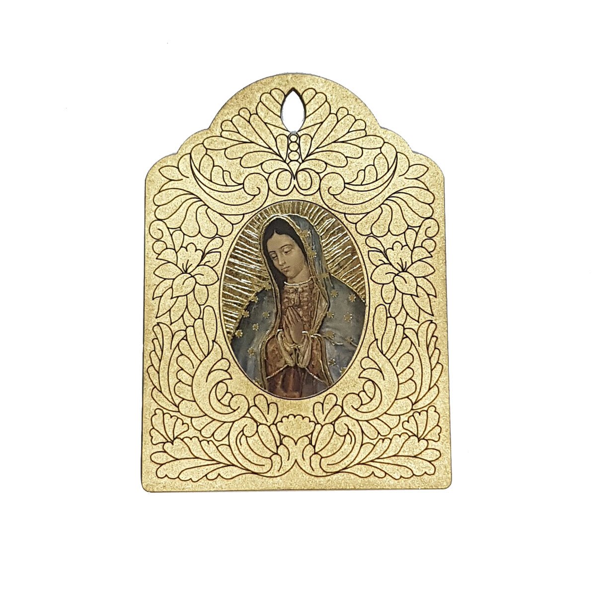 Retablo Virgen de Guadalupe Hoja de Oro Chrach Estampa Italiana