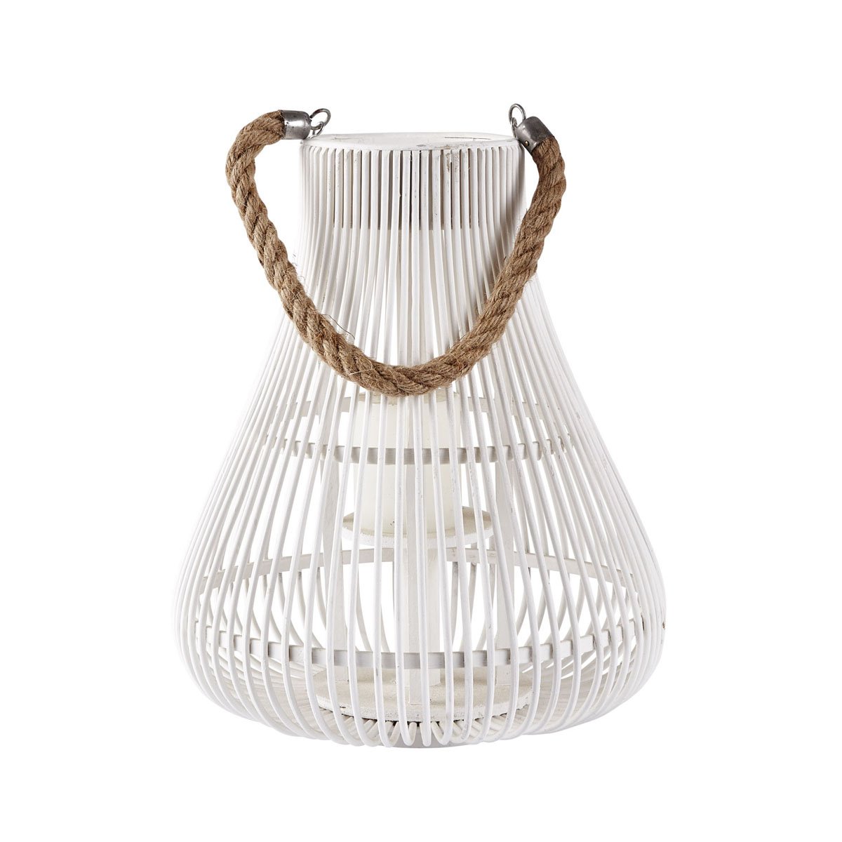 Portavelas Linterna Blanca con Cuerda 34 Cm