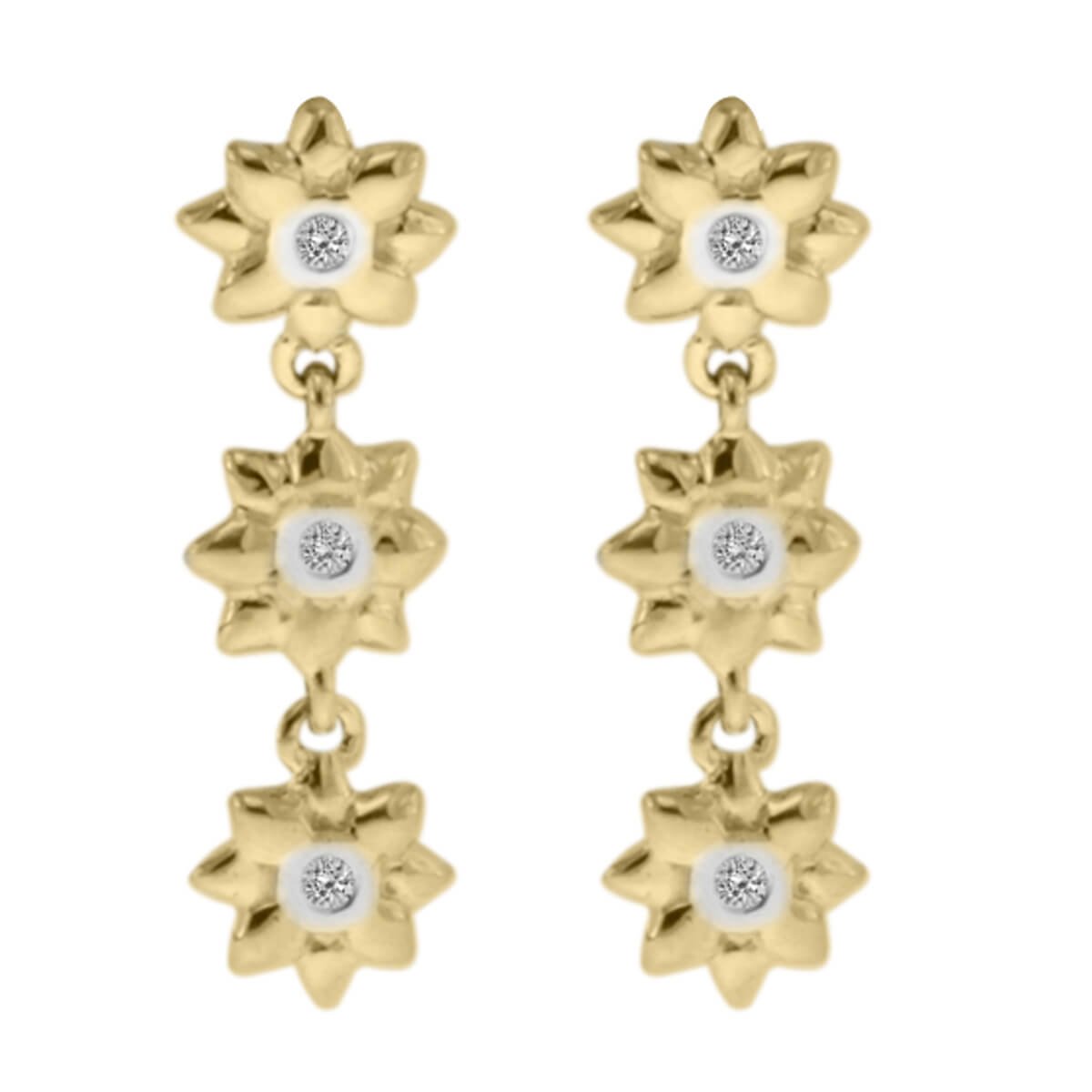 Aretes Fianelli  Oro Amarillo 14K con 6 Puntos de Diamante Vilma  Bviar-F93