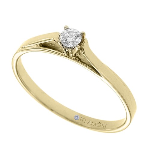 Anillo Solitario Kamill Klamore  Oro Amarillo 14 K con 10 Puntos de Diamante Corte Brillante Bbian-D151-10
