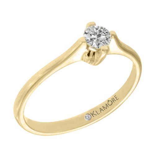 Anillo Solitario Jessica Klamore Oro Amarillo 14 K con 20 Puntos de Diamante Corte Brillante Bbian-D149-20