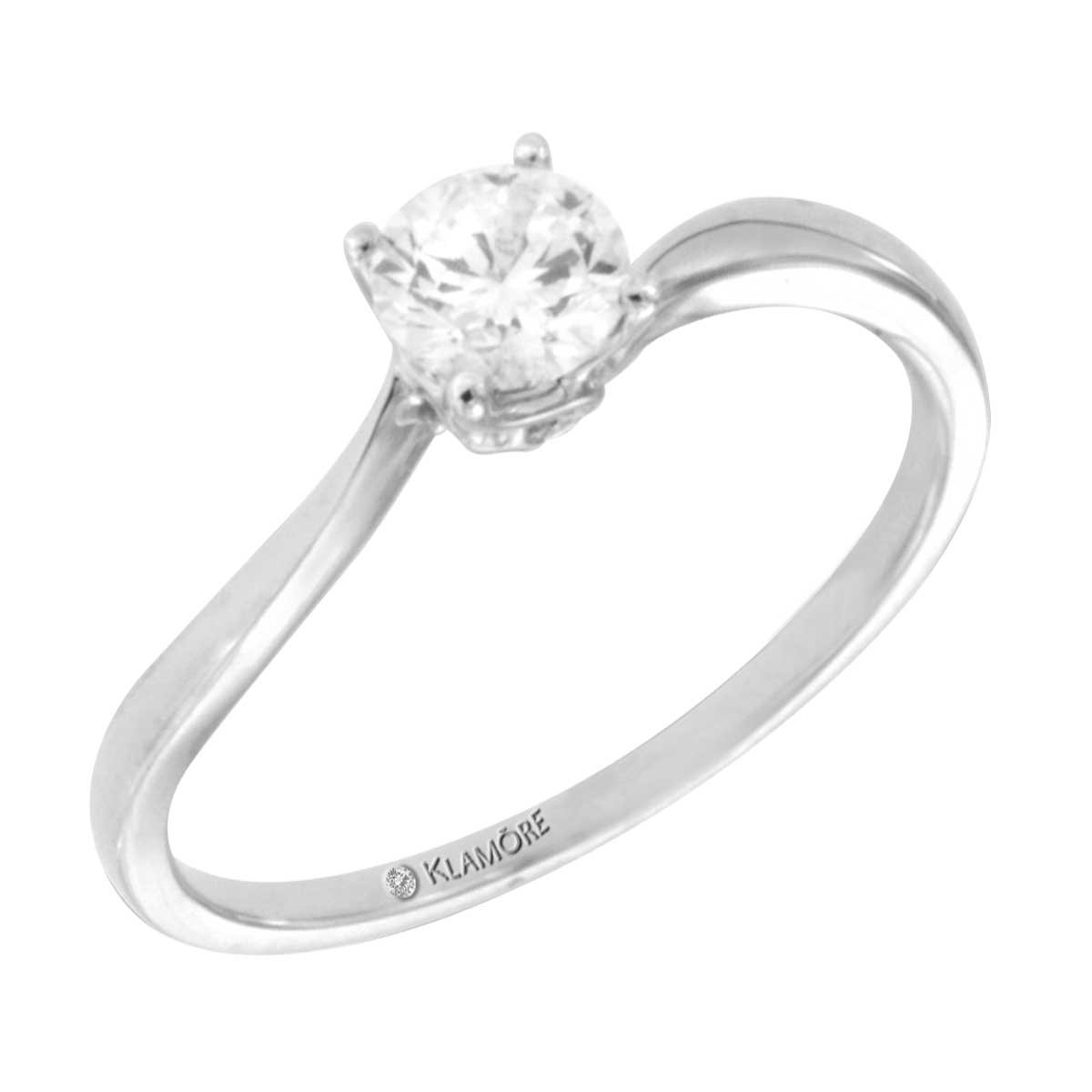 Anillo Solitario Chiara Klamore Oro Blanco 14 K con 18 Puntos de Diamante Corte Brillante Bbiban3020B15