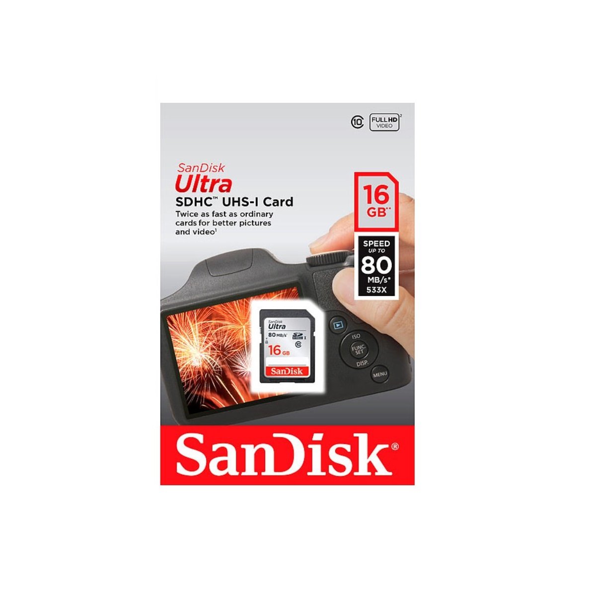 Memoria 16Gb Sandisk Sd  Vel Lect 80Mb Cl10