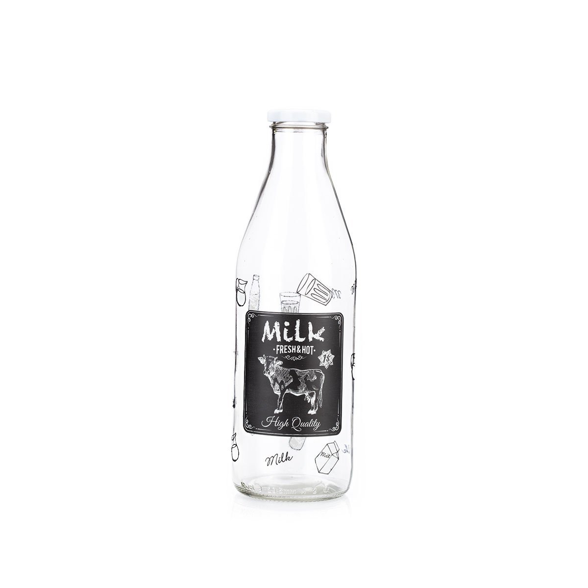 Botella de Vidrio con Tapa 1 L Milk