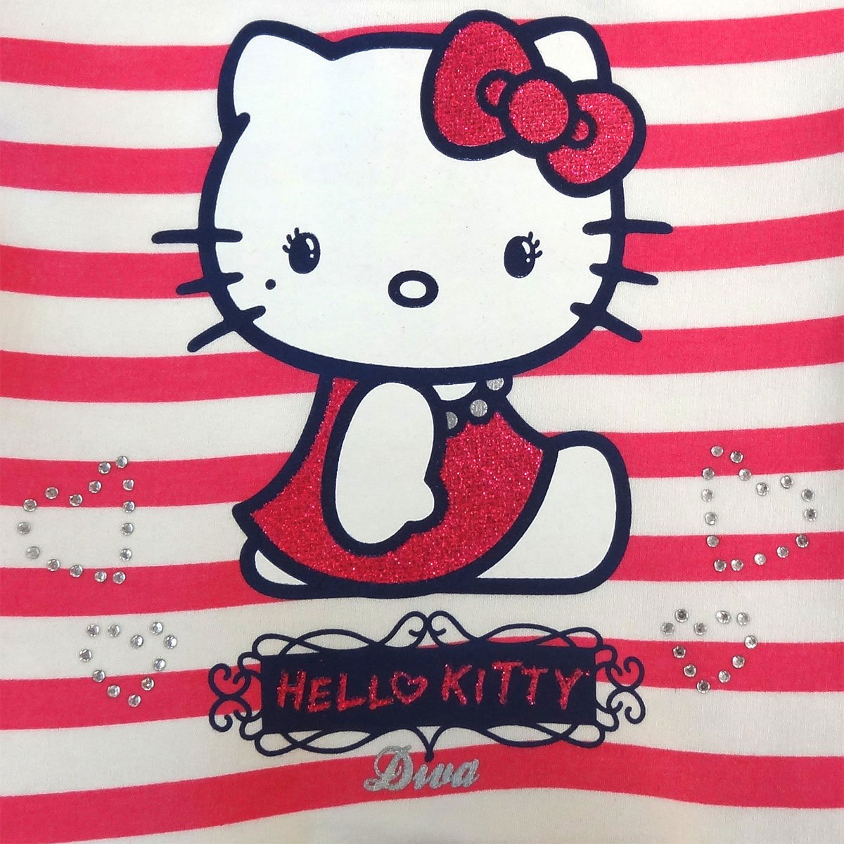 Vestido Manga Corta a Rayas Hello Kitty