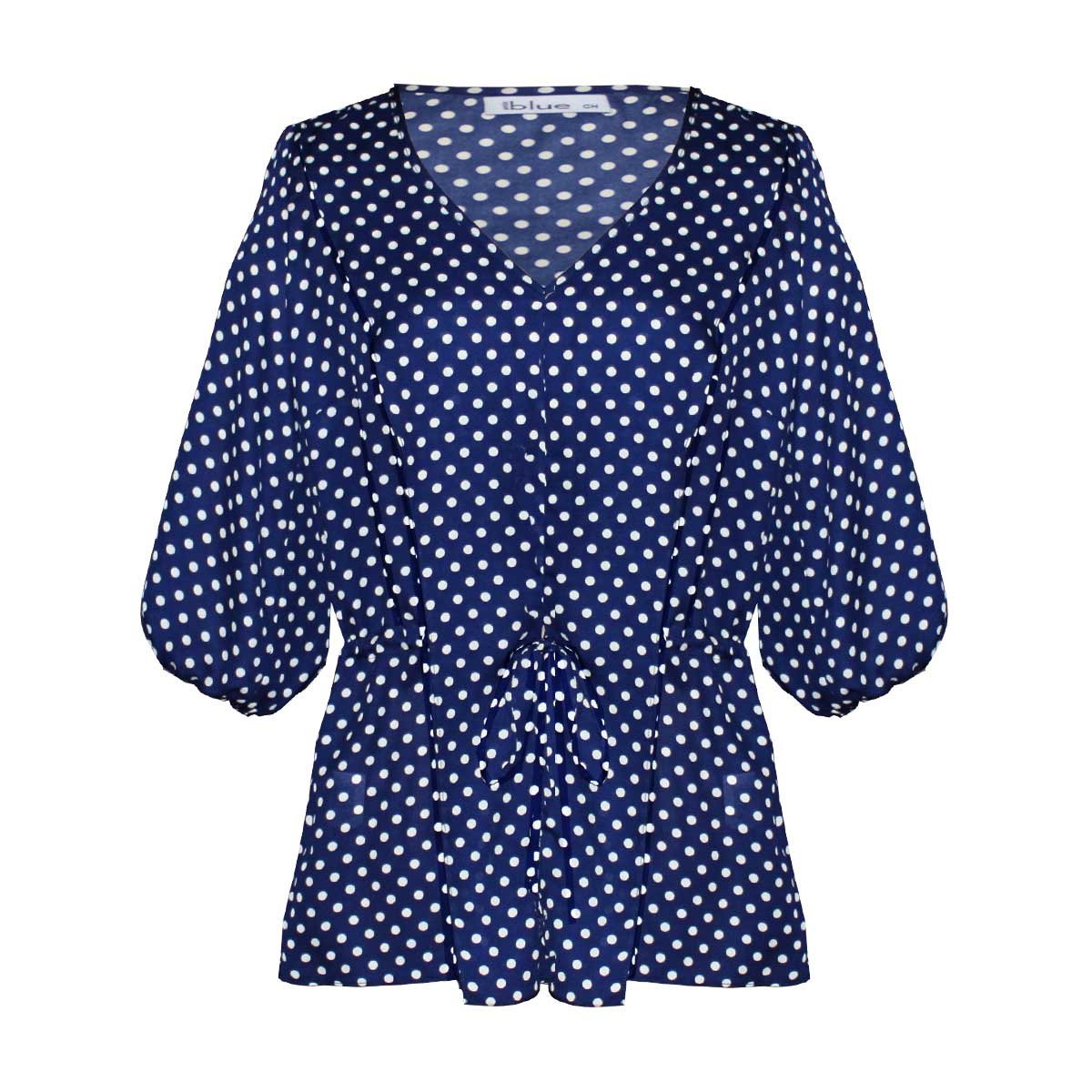 Blusa con Estampado de Lunares Blue