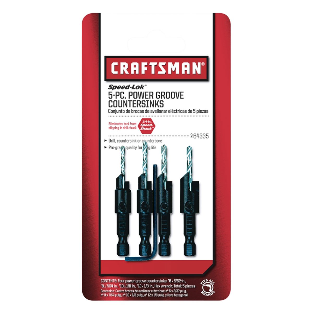 Juego de Avellanador de 5 Piezas con Ranura Potente Craftsman
