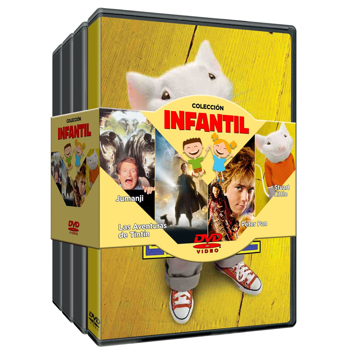 Paquete  Dvd Infantil:  Jumanji / Stuart Little / las Aventura de Tin Tin / Peter Pan
