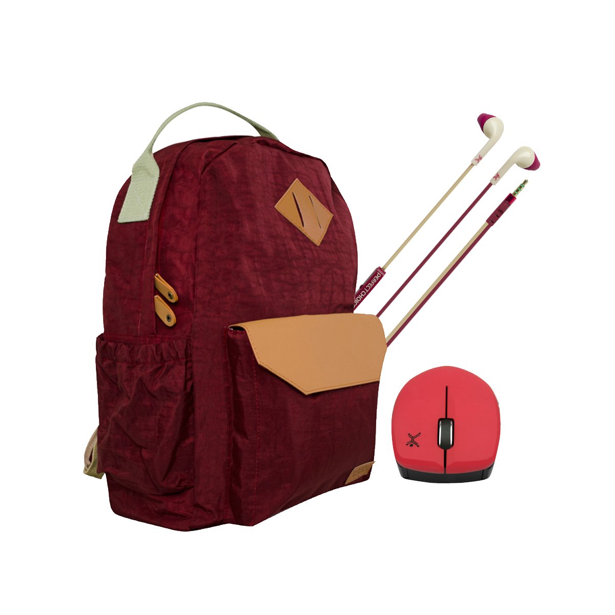 Bundle Back Pack 15 Vino + Audífonos + Mouse