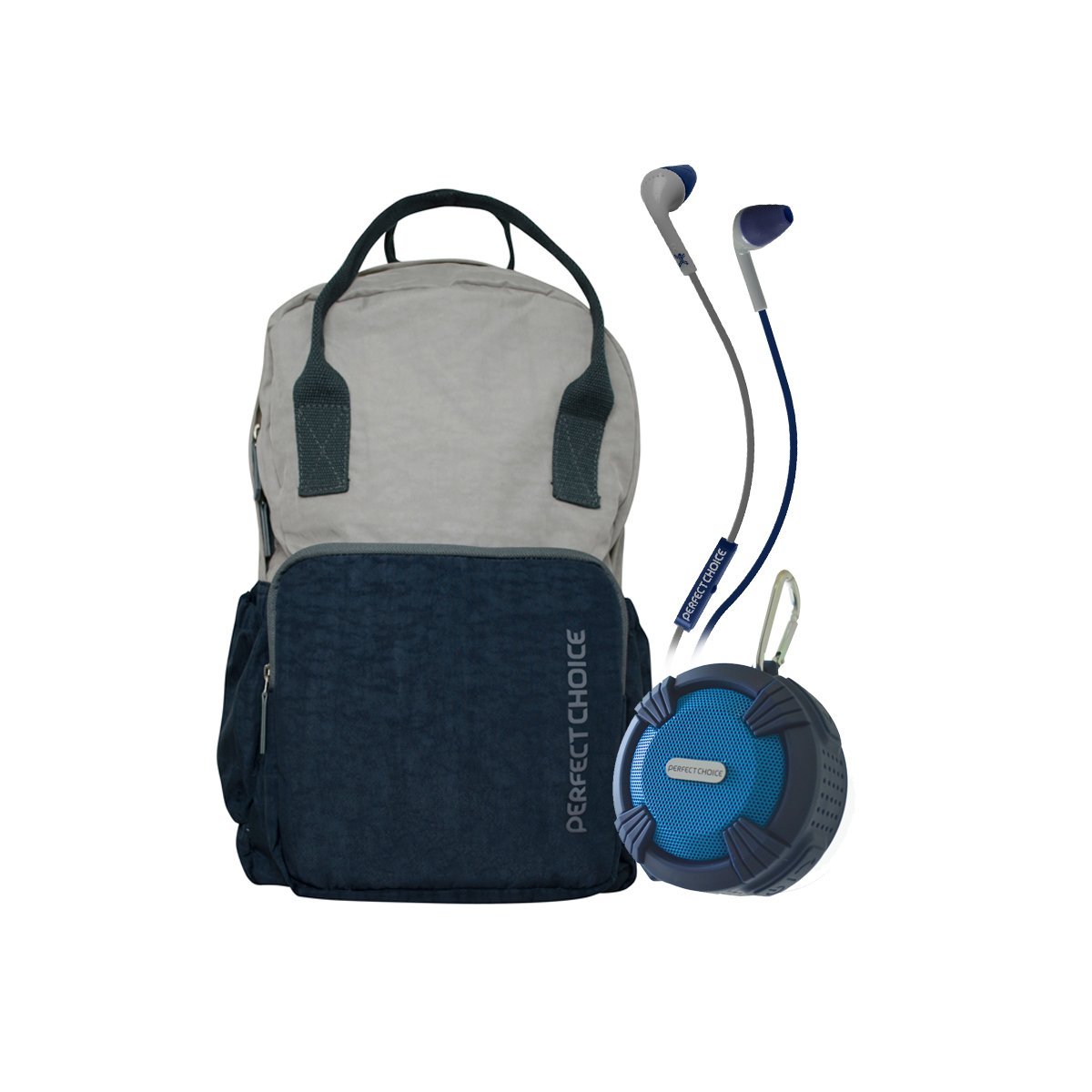 Bundle Back Pack 15 Gris Azul + Bocina + Audífonos