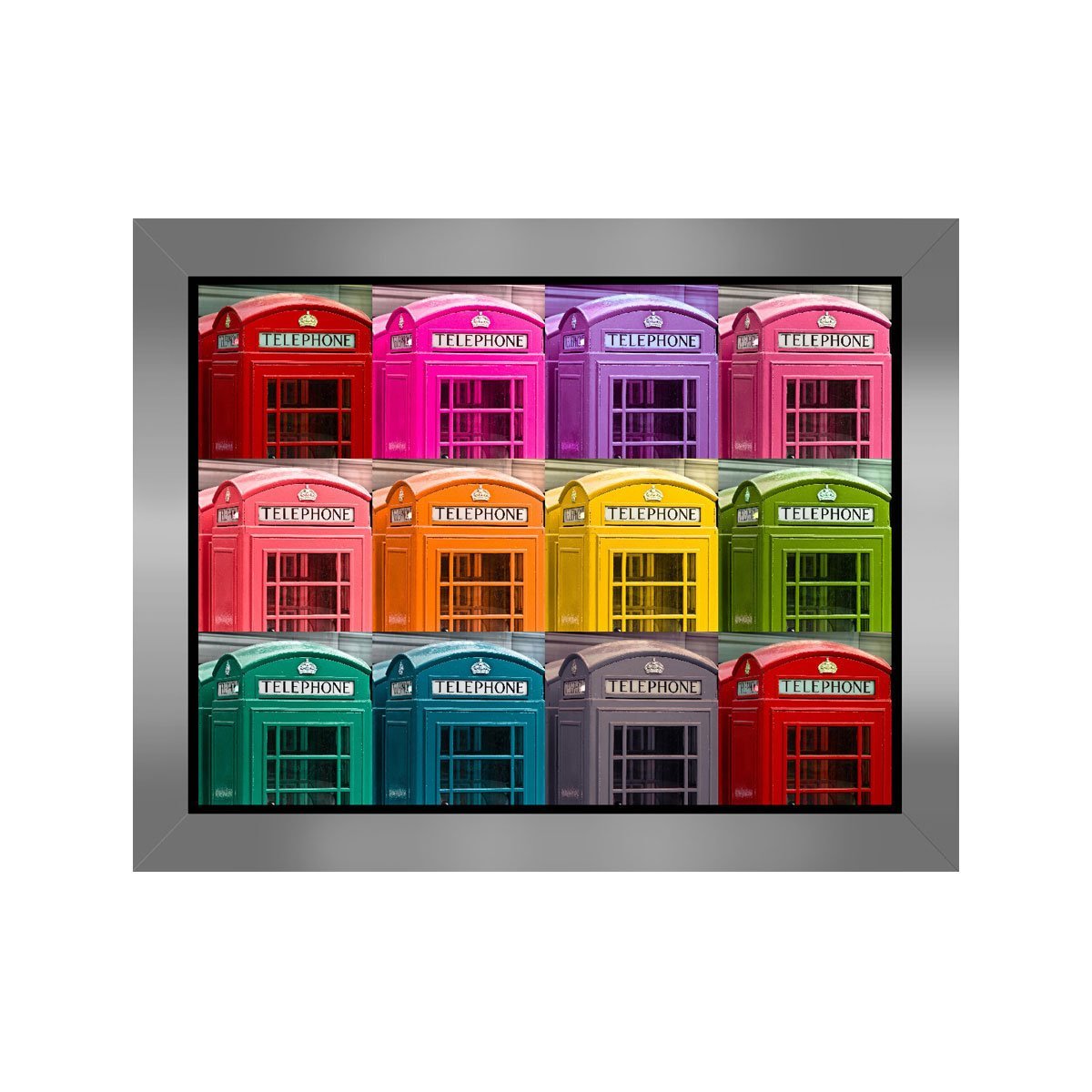 Cuadro Multicoloured Telephone Boxes Carre 111 X 85 Cm