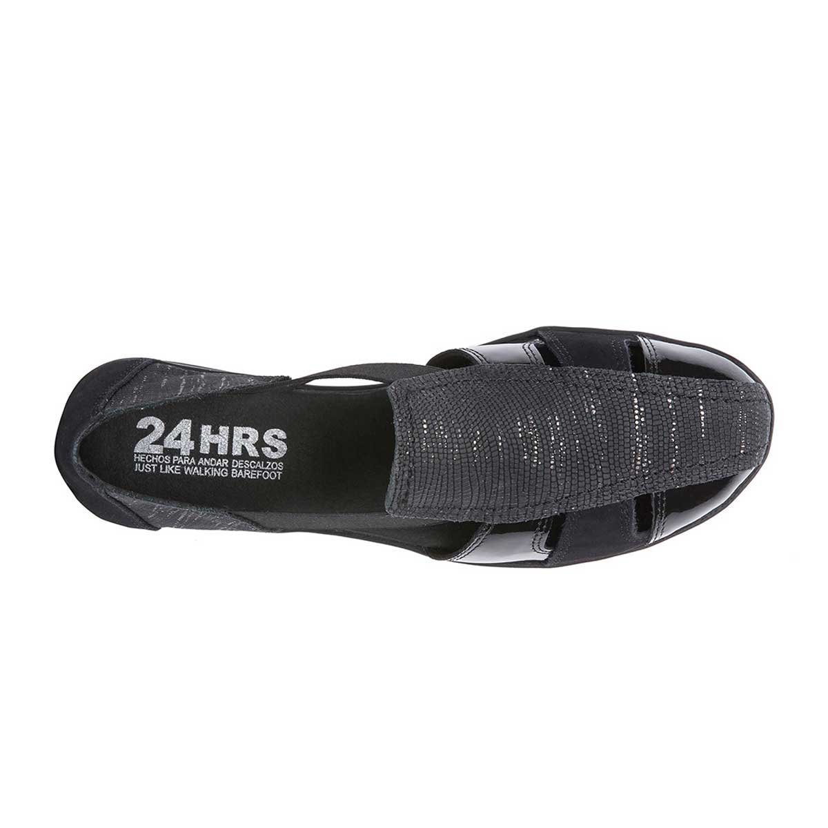 Sandalia Negra con Tiras Elasticas 24Hrs