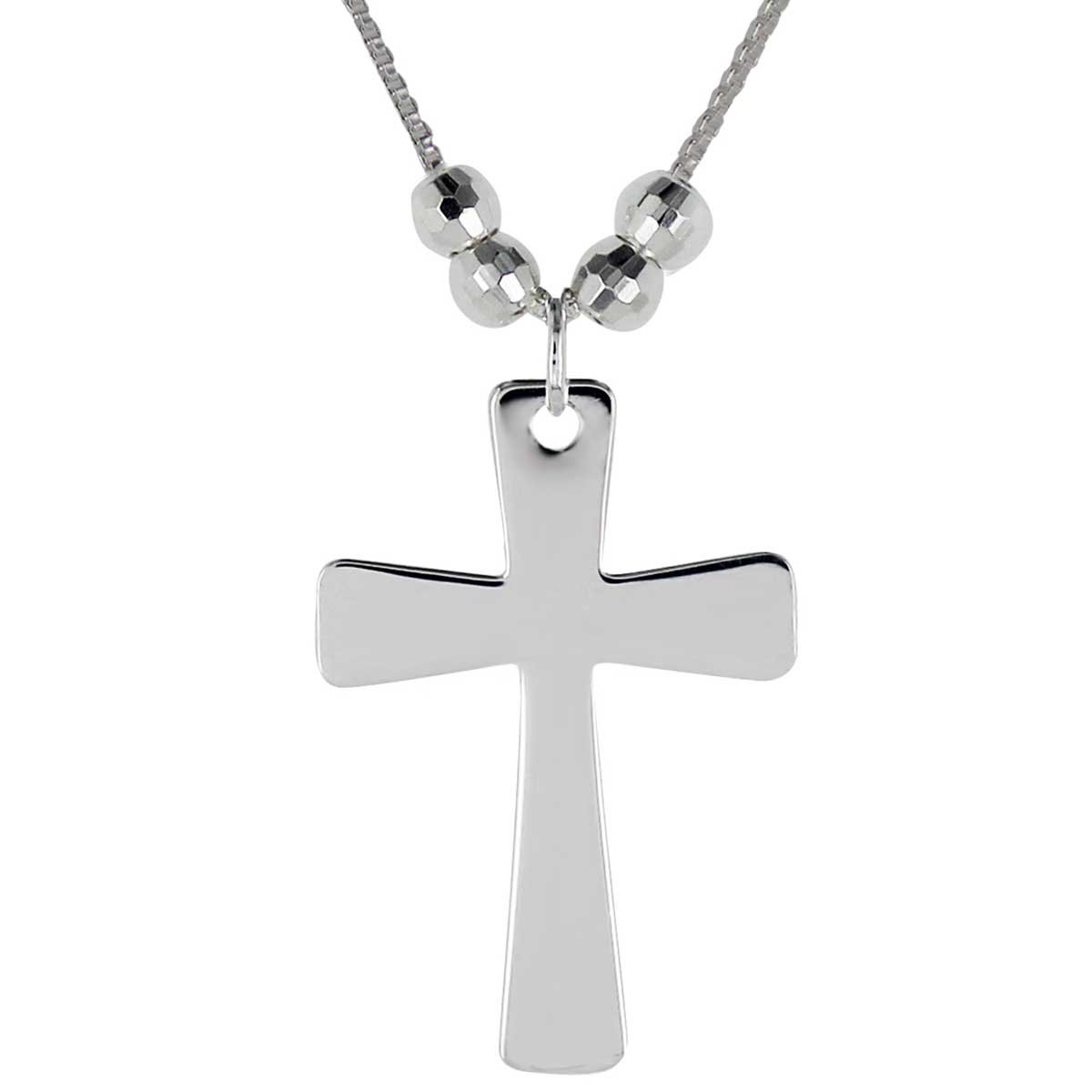 Collar Cruz con Esferas de Plata Villalpando