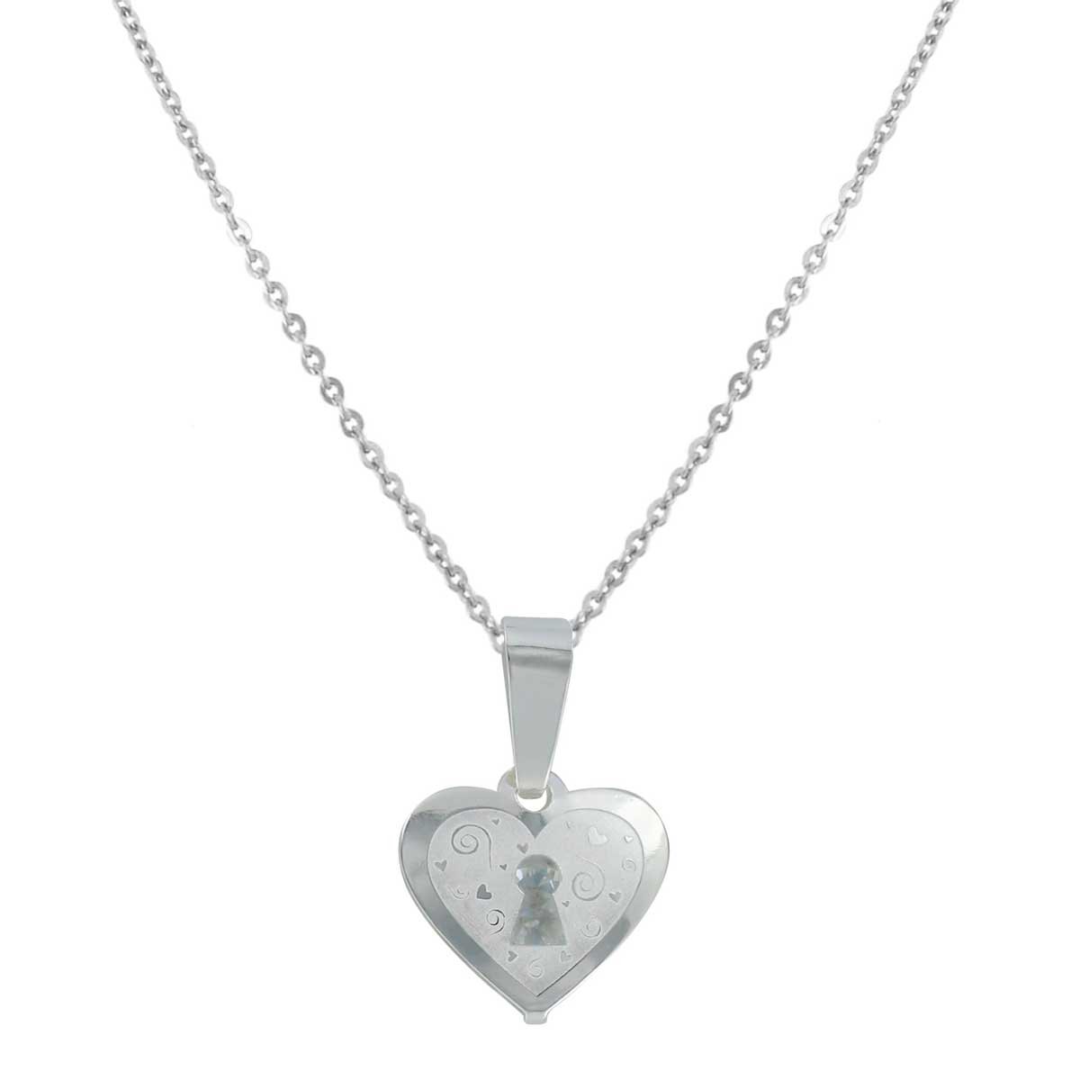 Cadena con Dije Corazon con Cerrojo de Plata Villalpando