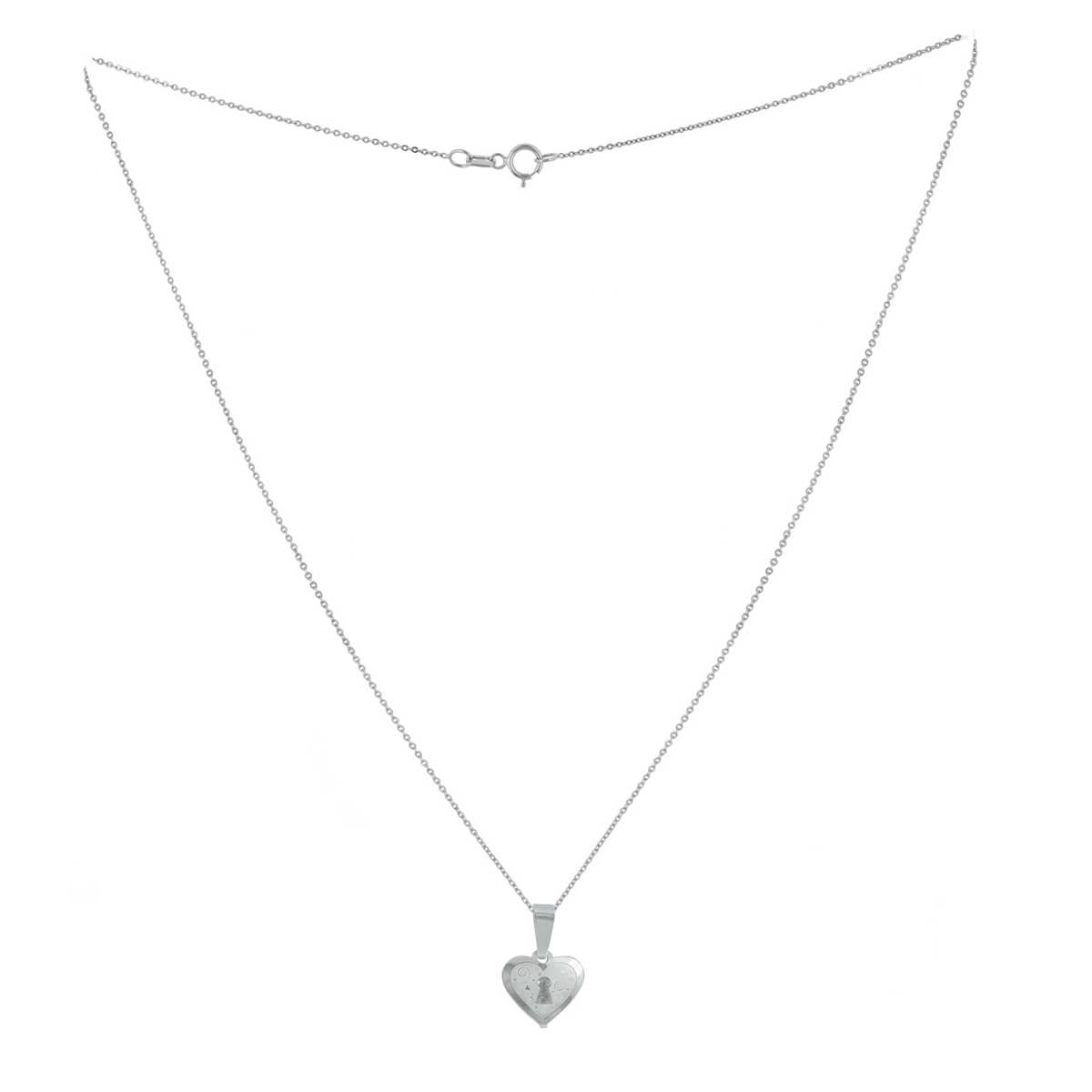 Cadena con Dije Corazon con Cerrojo de Plata Villalpando