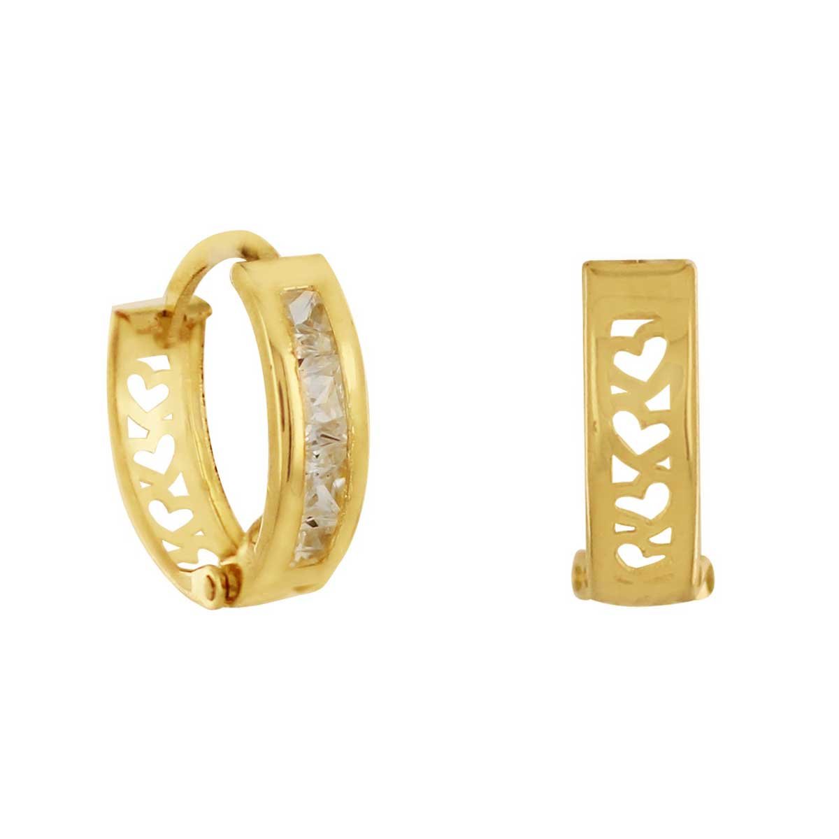 Huggies de 14K con Piedra y Corazones Villalpando