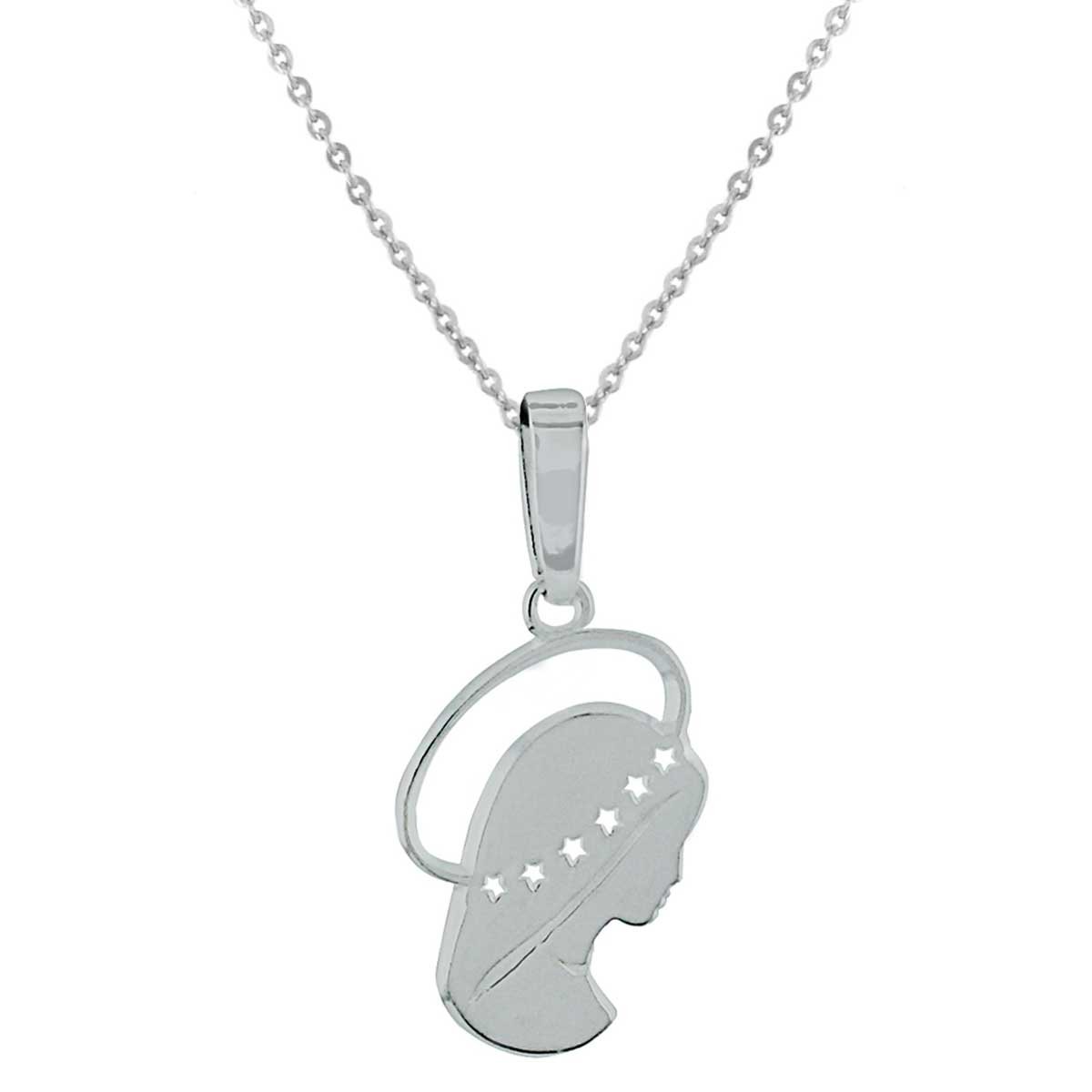 Cadena con Medalla Virgen de Guadalupe Redonda de Plata Villalpando