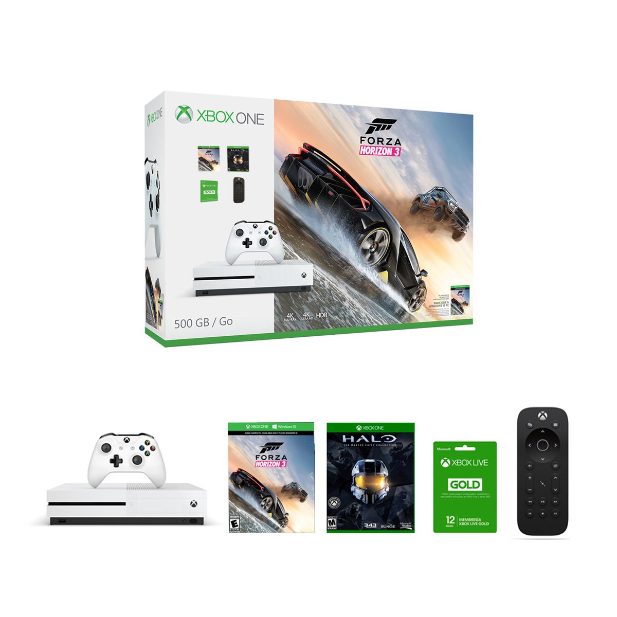 Consola Xbox One + Forza Horizon 3 + Halo Mcc + Live Gold 12M + Media Remote