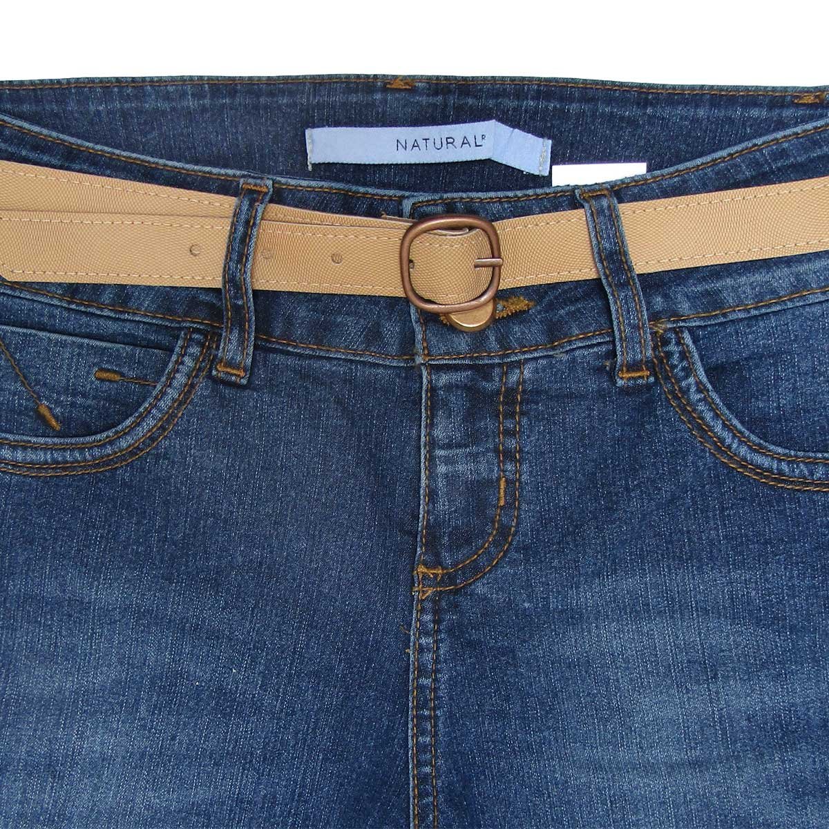 Jeans con Cinturón Natural