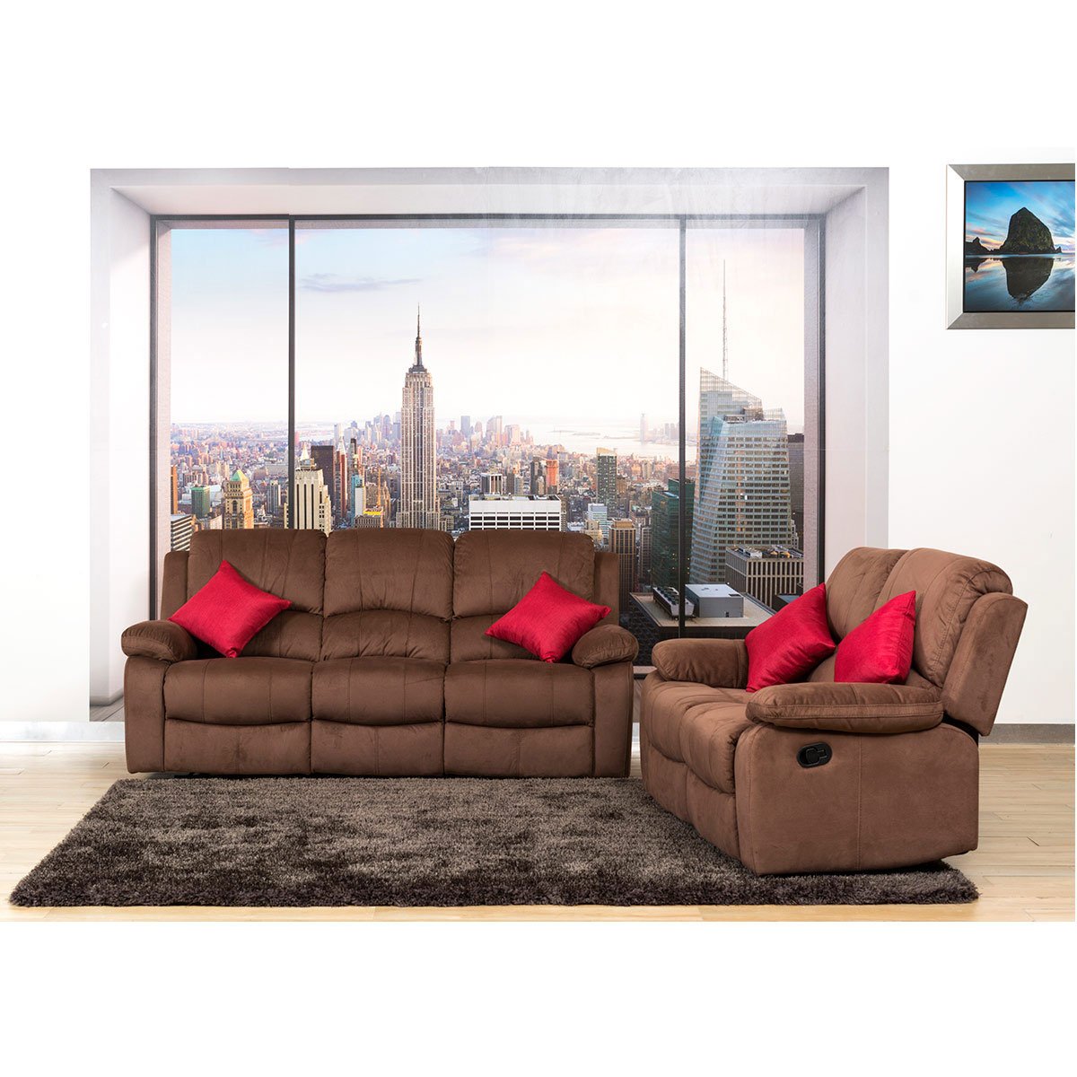 Love Seat 2 Plazas Andalucía con 2 Reclinables Café Lottus