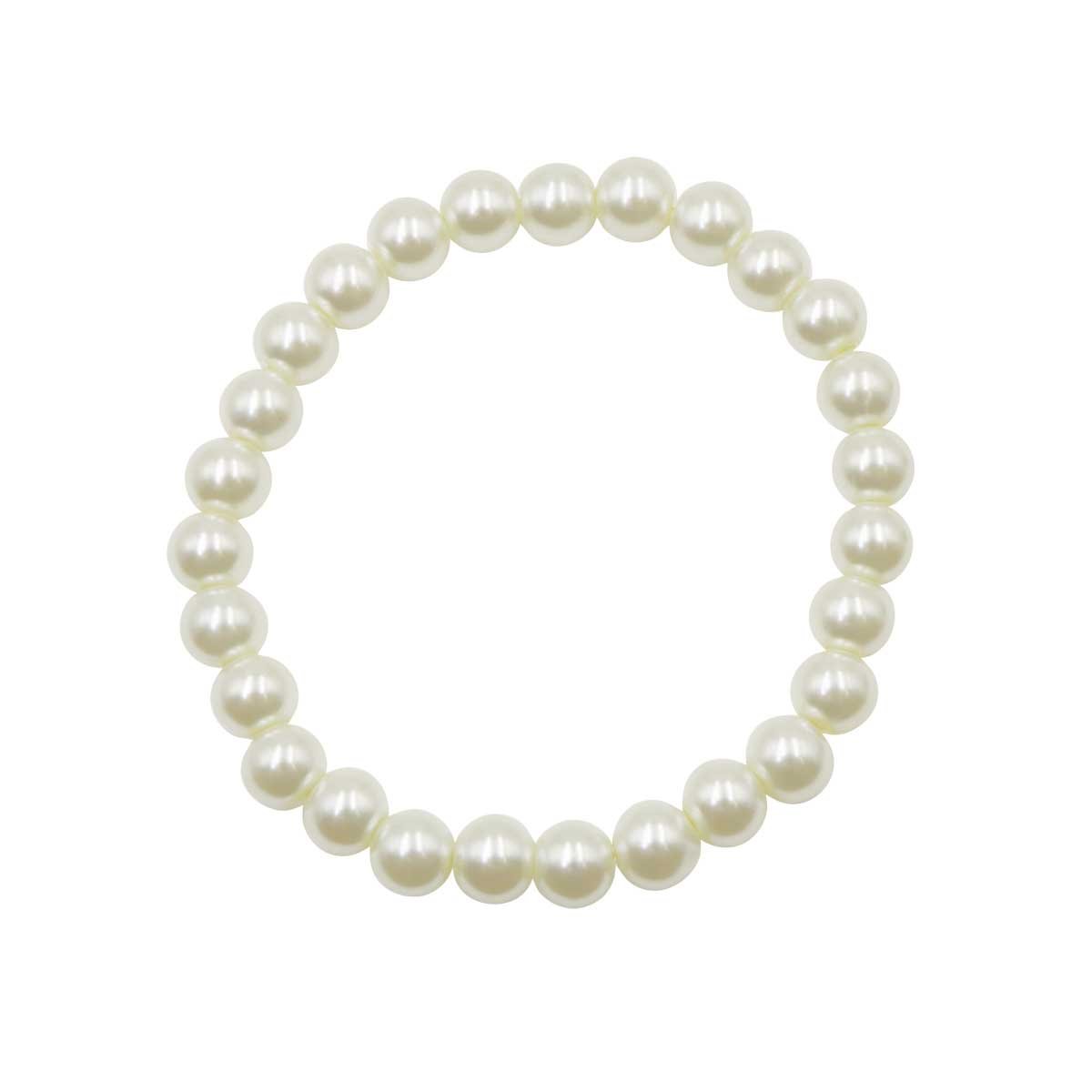 Pulsera con Perlas de Cristal Color Blancas Emanuel