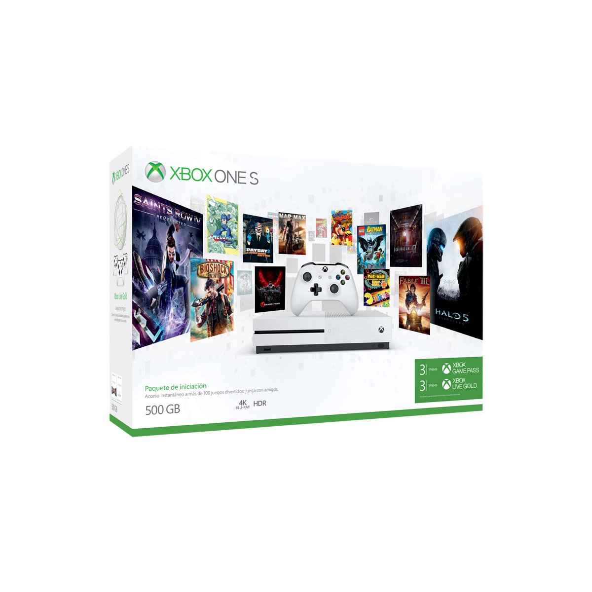 Consola Xbox One S 500Gb + Game Pass 3M + Live Gold 3M