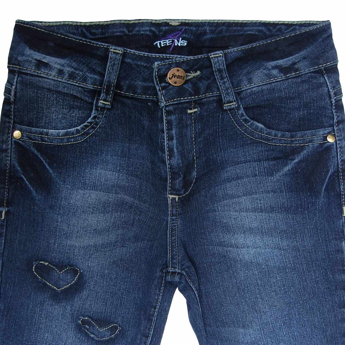 Jeans Skinny con Parches Corazon 4Teen