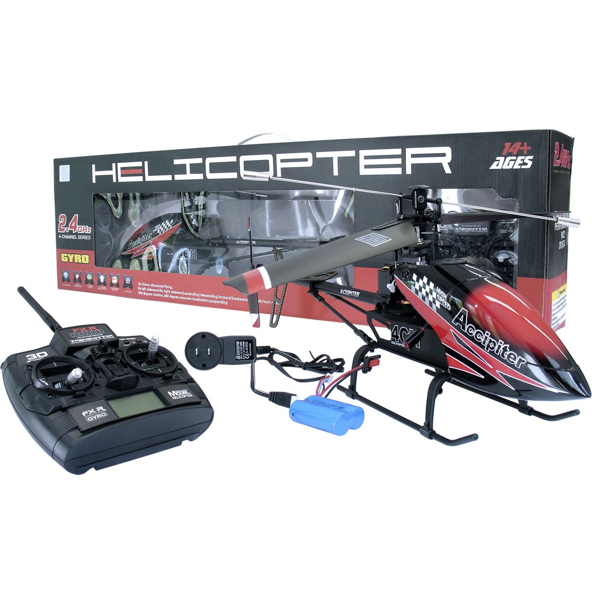 Helicoptero Rc 4Ch 2.4Ghz Accipiter Fx052B Negro