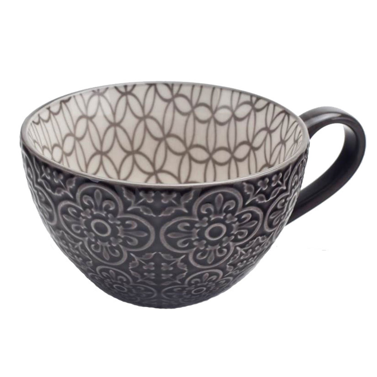 Taza Gris Obscuro con Decorado Interior y Exterior House Ware