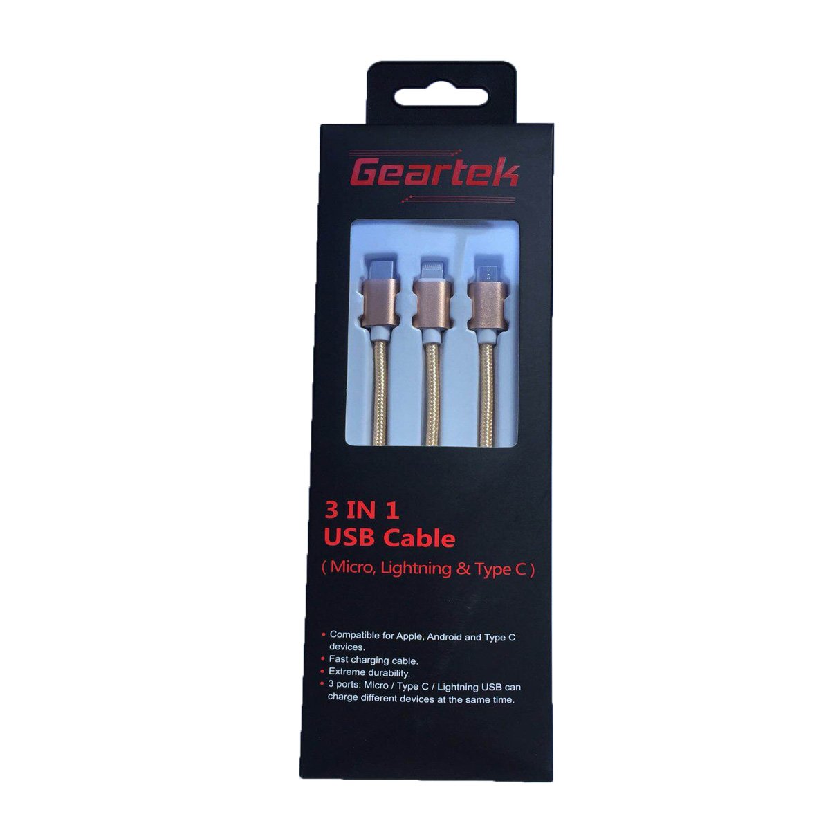 Multicable Usb 3 en 1 Dorado Geartek