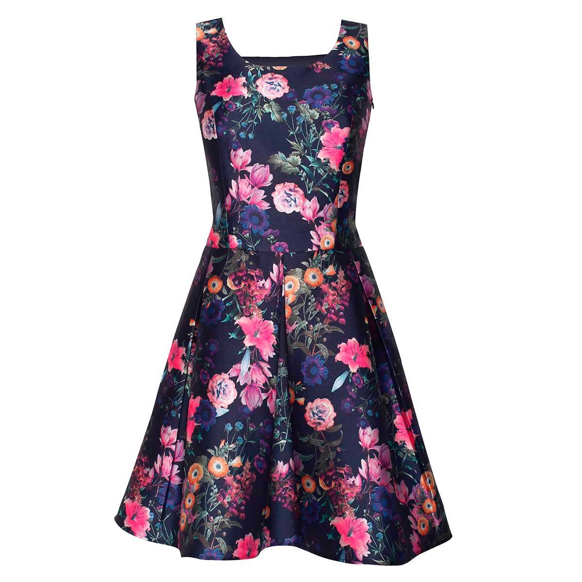 Vestido Corto Estampado Falda Tablones Hollywood