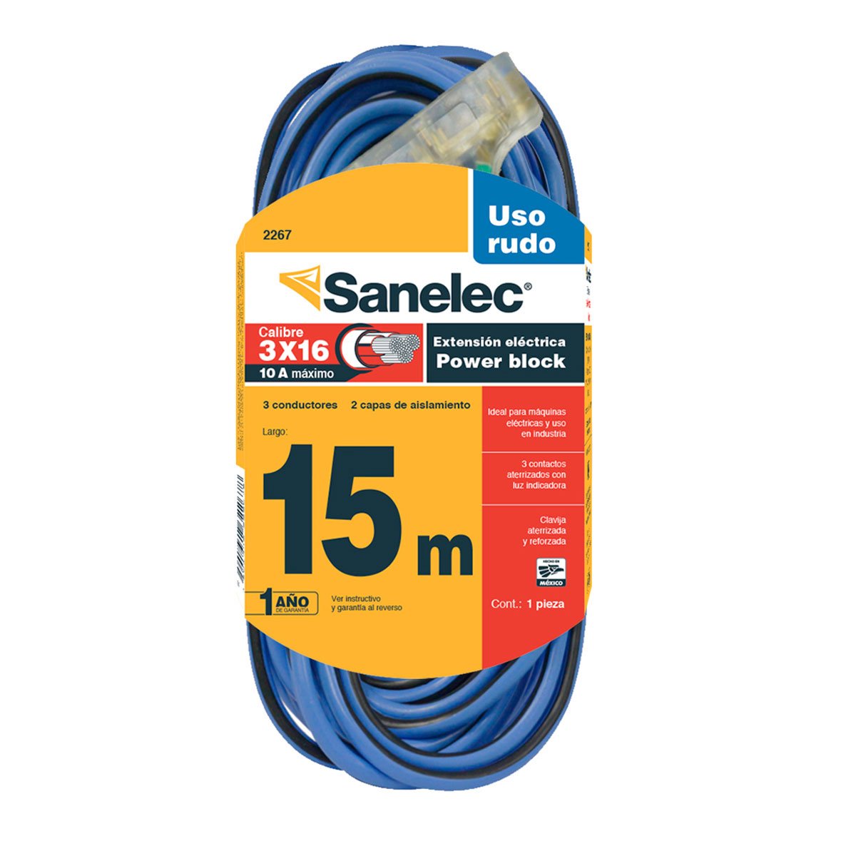 Extensión Sanelec 2267 Uso Rudo Power Block Calibre 15 M