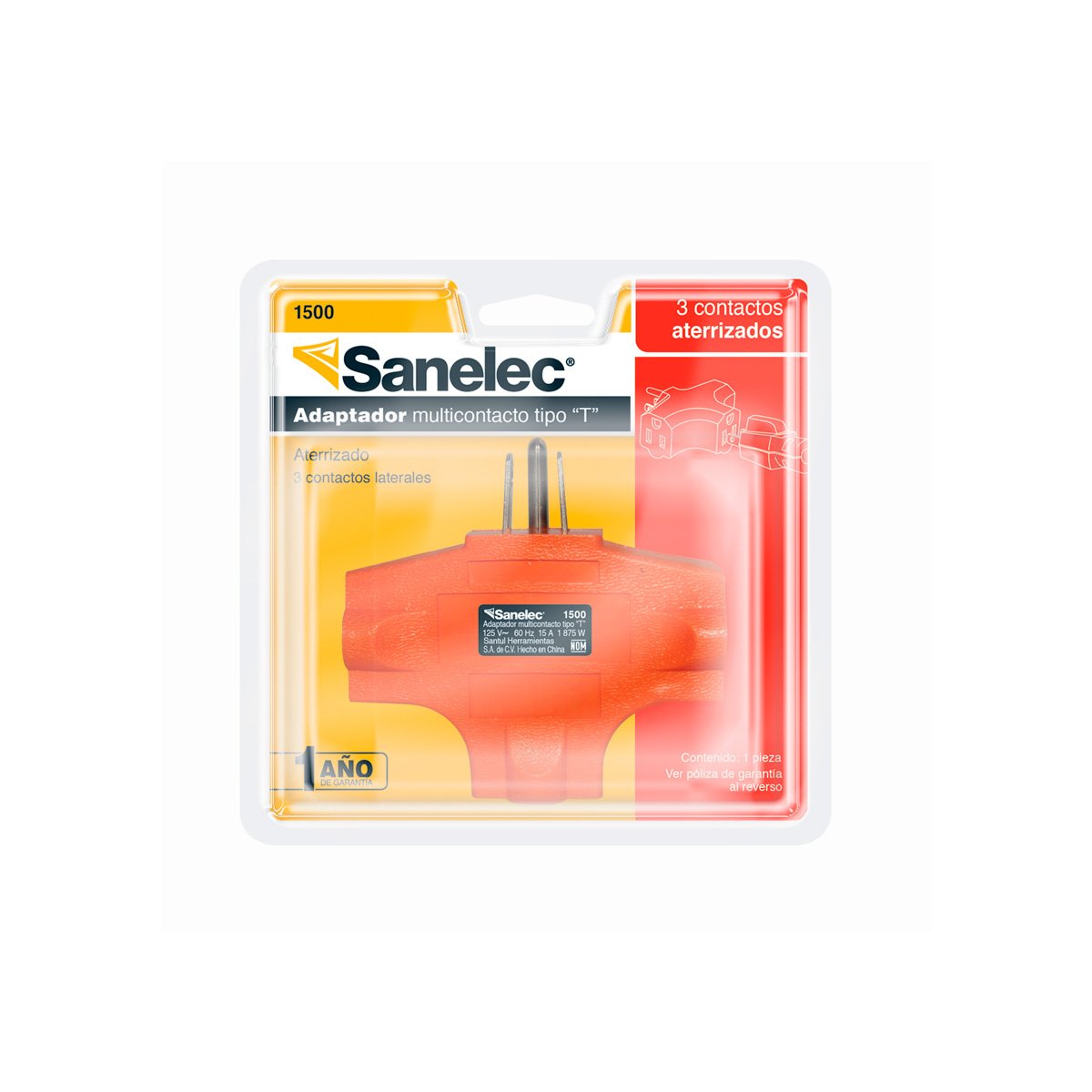 Sanelec 1500 Adaptador Tipo T 3 Contactos