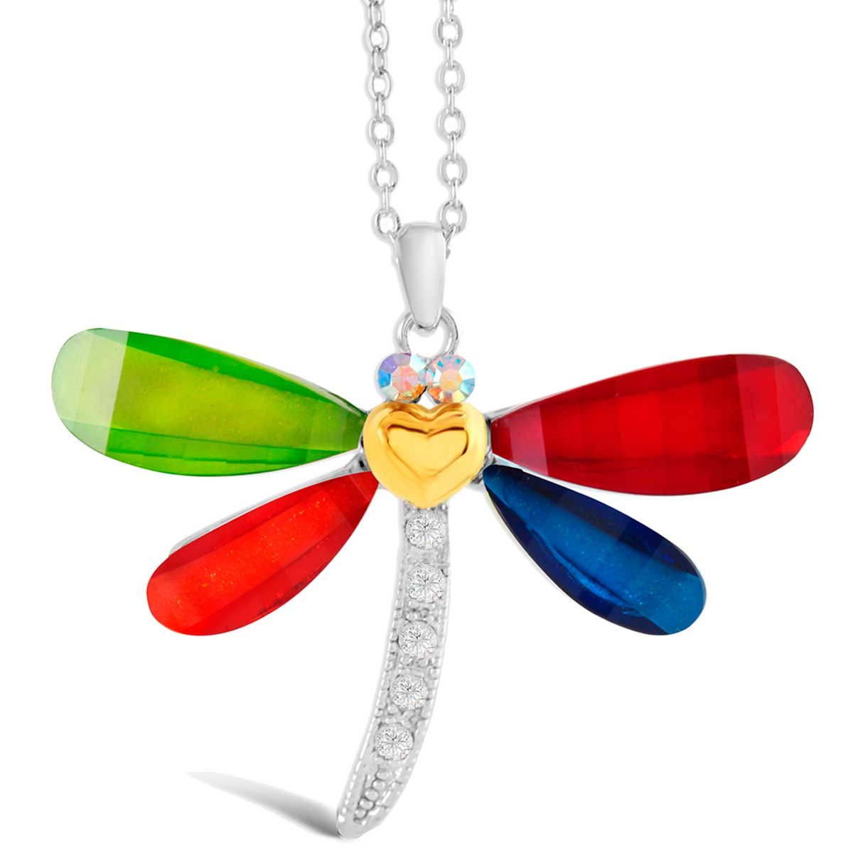 Dije Libélula Multi Dark Rodio con Swarovski Forever Crystals